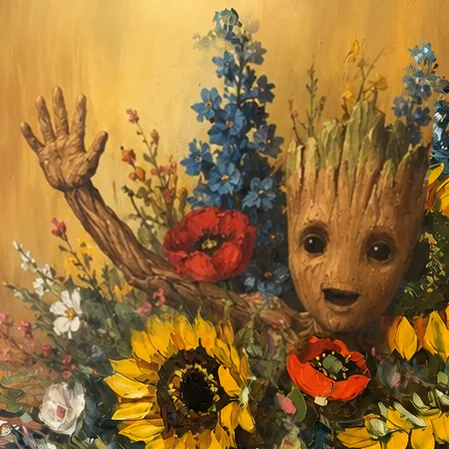 Detail: Groot zwischen den Blüten